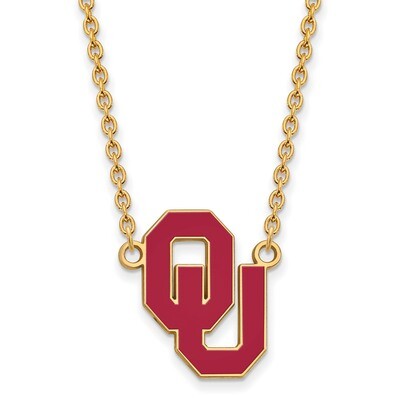 Oklahoma Large Enamel Pendant with Necklace Gold-plated Sterling Silver GP017UOK-18, MPN: GP017UOK-…