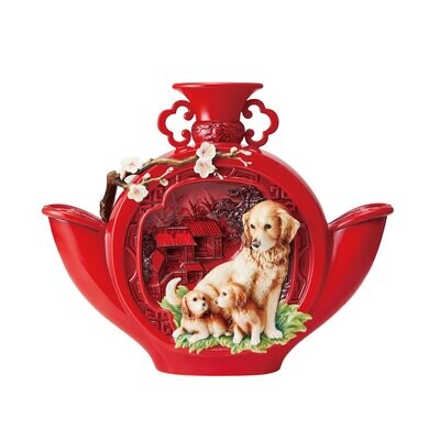Franz Porcelain Dog Family Vase FZ03661, MPN: FZ03661,