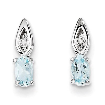 Aquamarine Diamond Earring 14k White Gold Genuine XBS307, MPN: XBS307, 886774563275