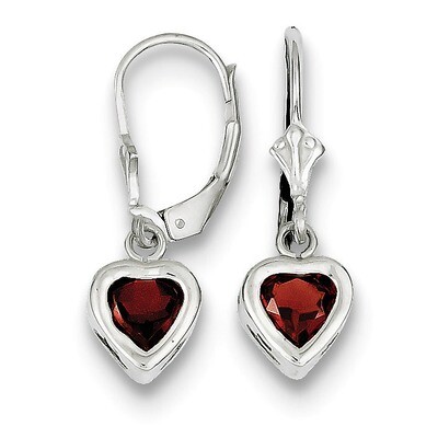 6mm Heart Garnet Leverback Earrings Sterling Silver QE2047GA, MPN: QE2047GA, 883957225203