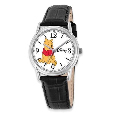 Disney Black Leather Strap Winnie the Pooh Watch Adult Size XWA4403, MPN: XWA4403, 843231067578