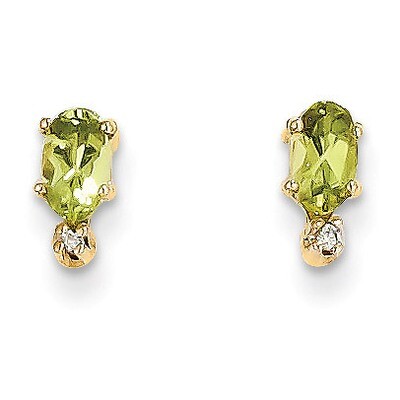 Diamond &amp; Peridot Birthstone Earrings 14k Gold XBE187, MPN: XBE187, 883957086866