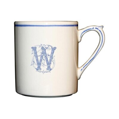 Gien Monogram Filet Bleu Mug Letter W 1710CMFW48, MPN: 1710CMFW48, 840769004150