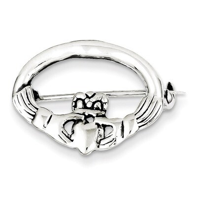 Claddagh Pin 21.5mm wide x 16.5mm height Sterling Silver QP112, MPN: QP112, 883957577500