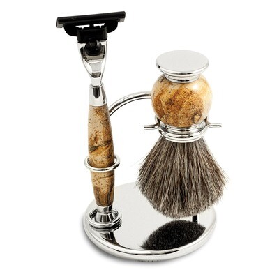 Tan Stone Chrome Mach 3 Razor Shaving Set GM8840, MPN: GM8840, 797140570172