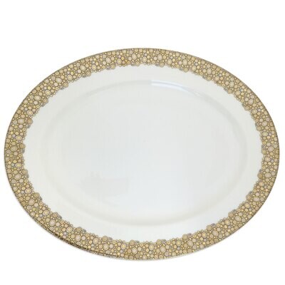 Caskata Ellington Shimmer Rimmed Oval Platter Gold Platinum LOVL-115, MPN: LOVL-115, 817325019002