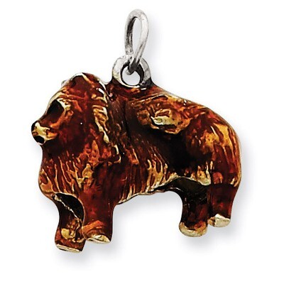 Large Pomeranian Charm Sterling Silver Enameled QC6417, MPN: QC6417, 886774373386