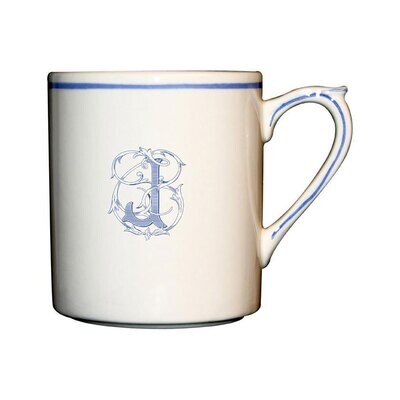 Gien Monogram Filet Bleu Mug Letter J 1710CMFJ48, MPN: 1710CMFJ48, 840769003719