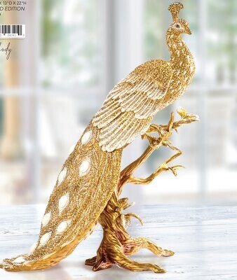 Jay Strongwater Peabody Peacock On Branch Figurine Limited Edition SDH1937-492, MPN: SDH1937-492, 8…