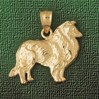 Dazzlers Jewelry Collie Dog Dog Pendant Necklace Charm Bracelet in Yellow, White or Rose Gold 2075,…