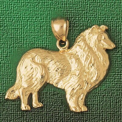 Dazzlers Jewelry Collie Dog Dog Pendant Necklace Charm Bracelet in Yellow, White or Rose Gold 2074,…