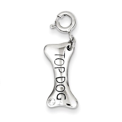 Dog Bone Top Dog Charm Sterling Silver Diamond QC7821, MPN: QC7821, 883957519128