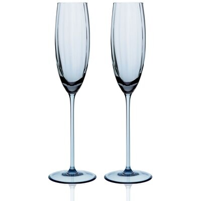 Caskata Quinn Optic Flute Glasses Set of 2 Ocean GL-OFLUTE-400, MPN: GL-OFLUTE-400, 817325011433