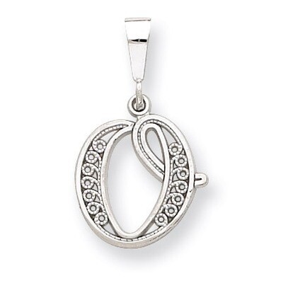 Filigree Initial O Pendant 14k White Gold Solid Polished D1281O, MPN: D1281O, 883957862804