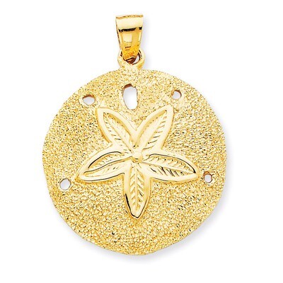 Laser-Cut Sand Dollar Pendant 14k Gold Solid Polished D1399, MPN: D1399, 886774092331