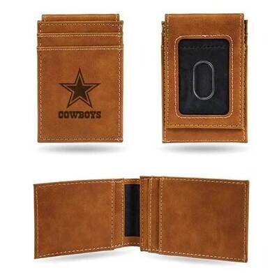 NFL Dallas Cowboys Brown Faux Leather Front Pocket Wallet GC7515, MPN: GC7515, 767345895608