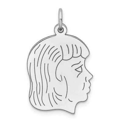 Engraveable Girl Disc Charm Polish On Front Back Sterling Silver QM362/35P, MPN: QM362/35P,