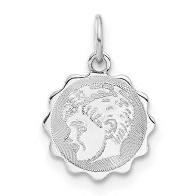 Engravable Scalloped Circle Boy Disc Charm Sterling Silver QM303/18, MPN: QM303/18,
