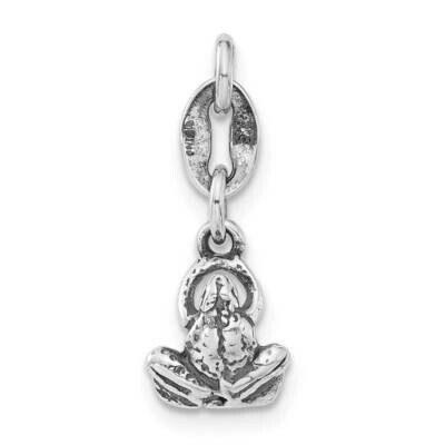 Antiqued Frog Charm Sterling Silver Polished QC6949, MPN: QC6949,