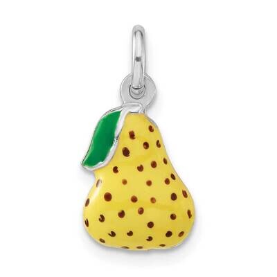 3-D Polished Enameled Pear Charm Sterling Silver QC6141, MPN: QC6141,