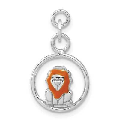 Enameled Lion Circle Charm Sterling Silver Polished QC6221, MPN: QC6221,