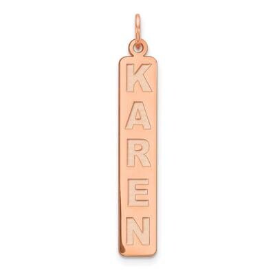Large Vertical Personalized Bar Charm Sterling Silver Rose-plated XNA98RP, MPN: XNA98RP,