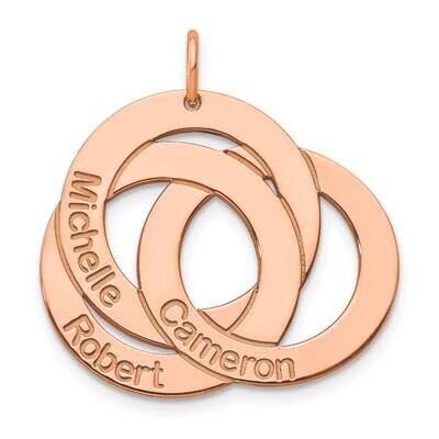 3 Interlocking Circles with Names Charm 14k Rose Gold XNA902R, MPN: XNA902R,
