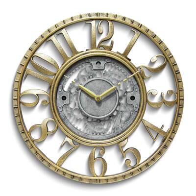 Gold Finish Open Gear Dial Wall Clock GM25009, MPN: GM25009, 731742200310