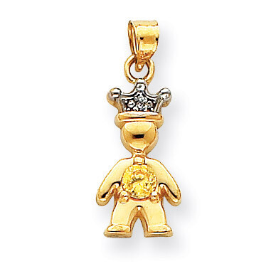 Diamond and Synthetic November Boy Pendant 14k Gold XK1062