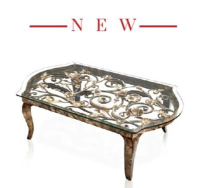 Jay Strongwater Floral &amp; Scroll Coffee Table SHW3299-432, MPN: SHW3299-432,