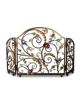 Jay Strongwater Vincente Jewel Flora &amp; Fauna Fireplace Screen, MPN: SHW3256-450,