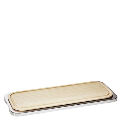 Sambonet linear rectangular tray with cutting board 18 7/8 x 7 1/2 inch - 18/10 stainless steel, MP…