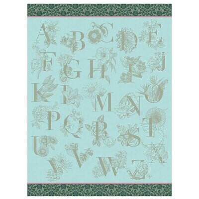 Le Jacquard Francais De A A Z Green Tea Towel 24 x 31 Inch 28559 Set of 4, MPN: 28559, 3660269285593