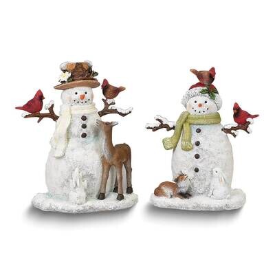 Set of 2 Snowmen with Cardinals Figurines GM25638, MPN: GM25638, 89945760781