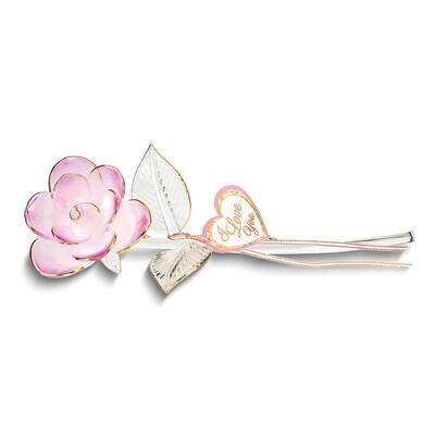 Glass Baron I LOVE YOU Pink Rose Glass Figurine GM24998, MPN: GM24998, 708873046018