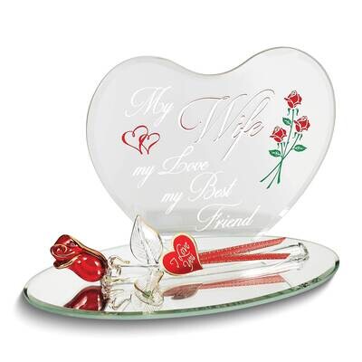 Glass Baron MY WIFE MY BEST FRIEND with Rose Glass Figurine GM24951, MPN: GM24951, 708873046537
