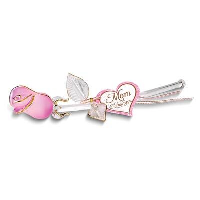 Glass Baron MOM I LOVE YOU Pink Rose Glass Figurine GM24993, MPN: GM24993, 708873043666