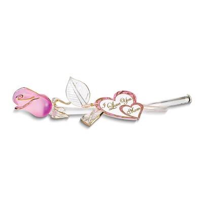 Glass Baron I LOVE YOU MOM Pink Rose Glass Figurine GM24996, MPN: GM24996, 708873045523