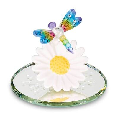 Glass Baron Daisy with Blue Dragonfly Glass Figurine GM24962, MPN: GM24962, 708873045981