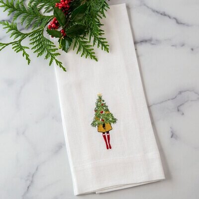 Crown Holiday Girl Linen Towel White Set of 4 T1023