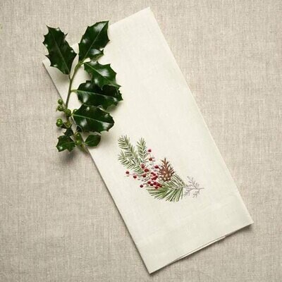 Crown Natale Sprig Linen Towel Cream Set of 4 T670