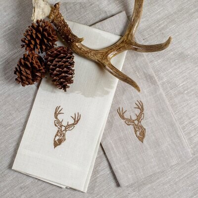 Crown Stag Head Linen Towel Set of 4 T645