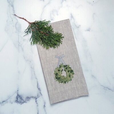 Crown Juniper Wreath Linen Towel Set of 4 T259