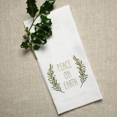 Crown Peace On Earth Linen Towel White Set of 4 T173