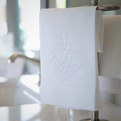 Crown Crest Linen Towel White Set of 4 T121