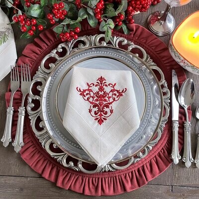 Crown Velvet Round Placemat with Ruffle Set of 8 P840