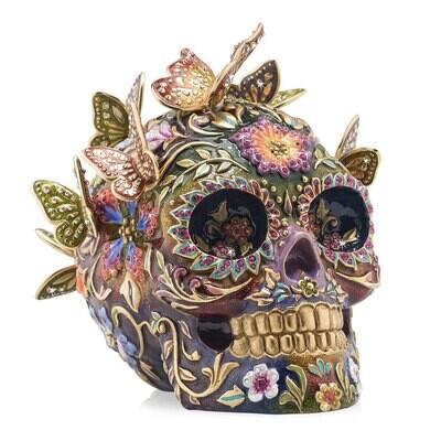 Jay Strongwater Frida Skull with Butterflies Figurine SDH1909-289, MPN: SDH1909-289,