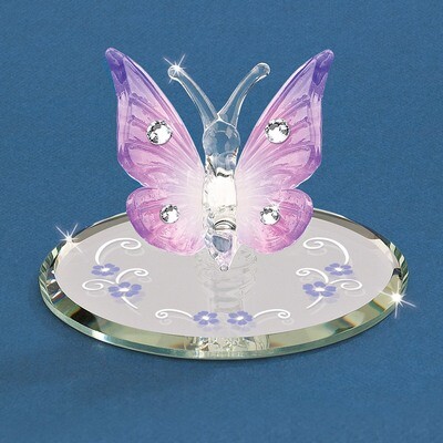 Lavender Butterfly with Crystals Figurine Glass Baron GM15136, MPN: GM15136, 708873022531