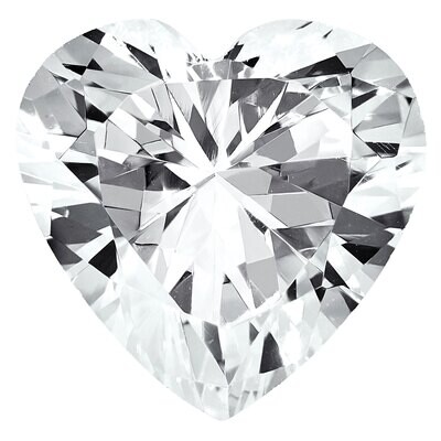 Cubic Zirconia White 6mm Heart Faceted A Quality Gemstone CZ-0600-HTF-WH-A, MPN: CZ-0600-HTF-WH-A,