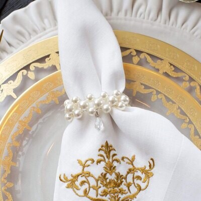 Crown Pearl with Teardrop Napkin Ring Set of 4 NR021